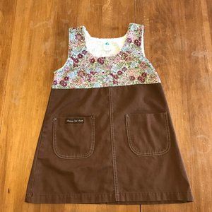 Girl Scout Brownie Brown and Floral Jumper Size 7